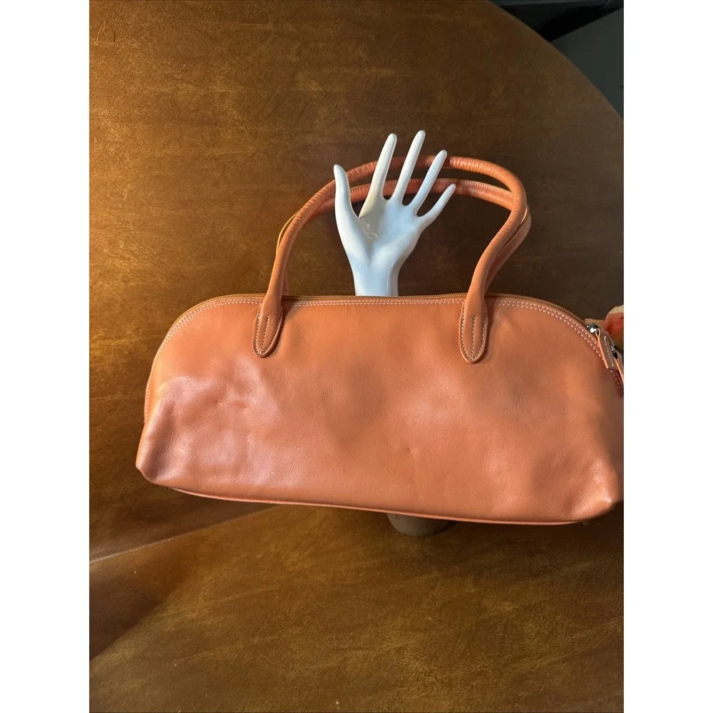 TERRY LEWIS Classic Luxuries Terra-Cotta Orange LEATHER TOTE/Baguette Purse